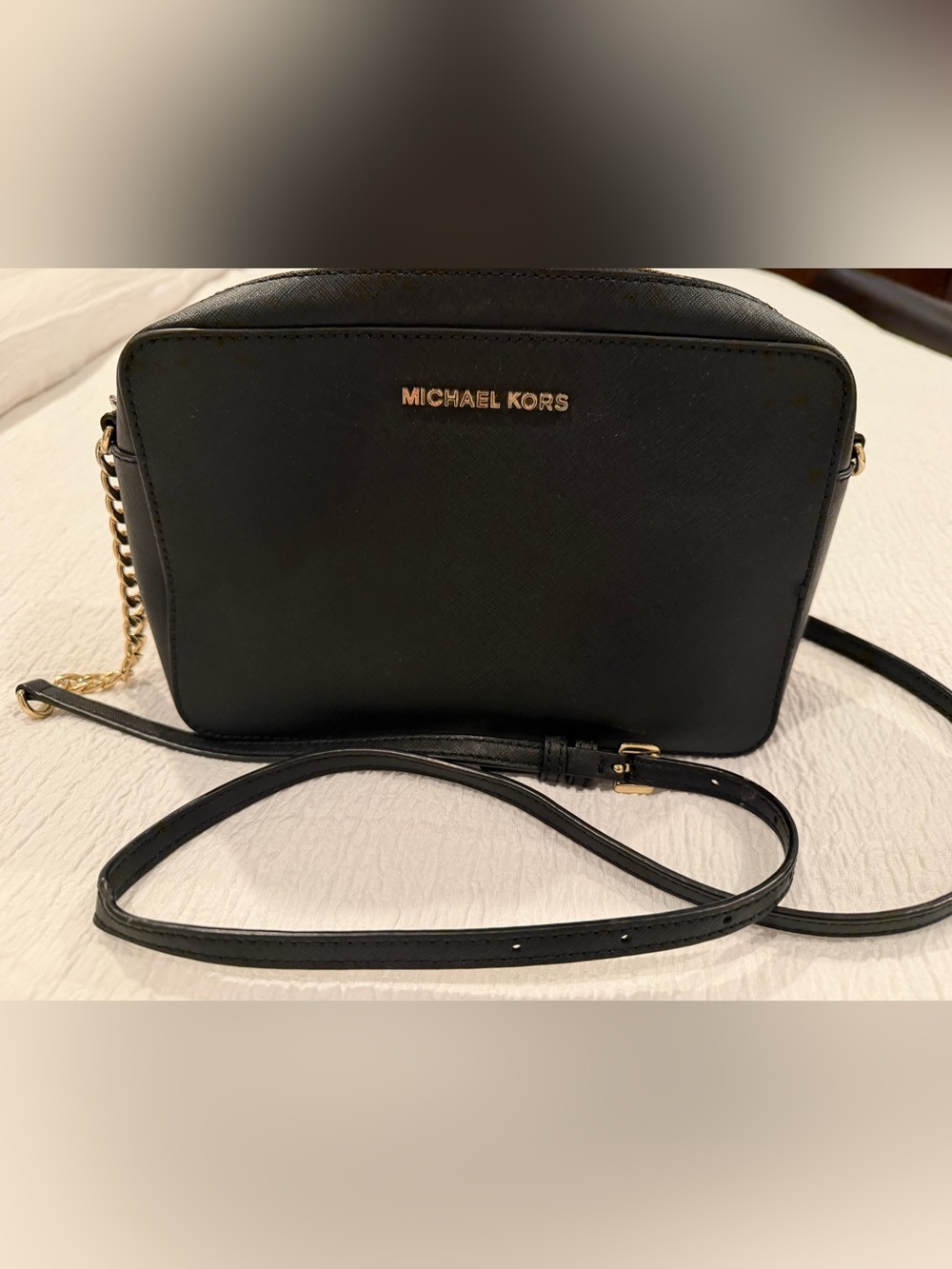 Michael Kors Black Crossbody with Gold Logo